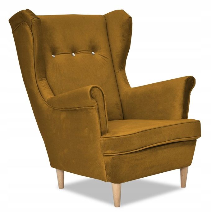 Fotel uszak do salonu Family Meble ARI złoty 1szt