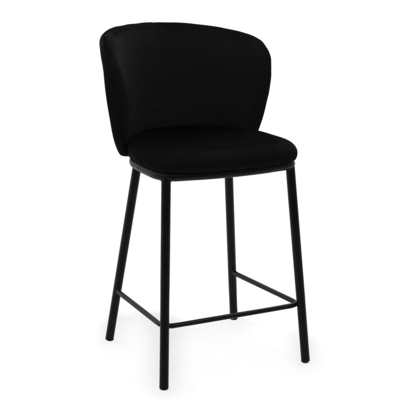 Hoker barowy tapicerowany New Home BARI czarny welurowy 1 szt.