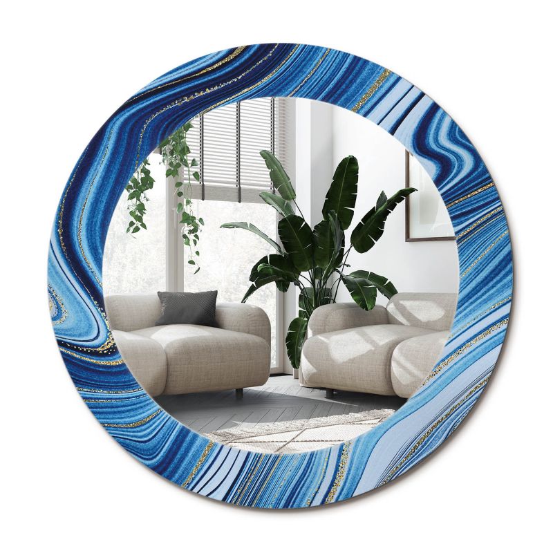 Lustro Okrągłe Tulup Marmurowa Rzeka 70 cm Designerskie Na Podkładzie 1 szt.