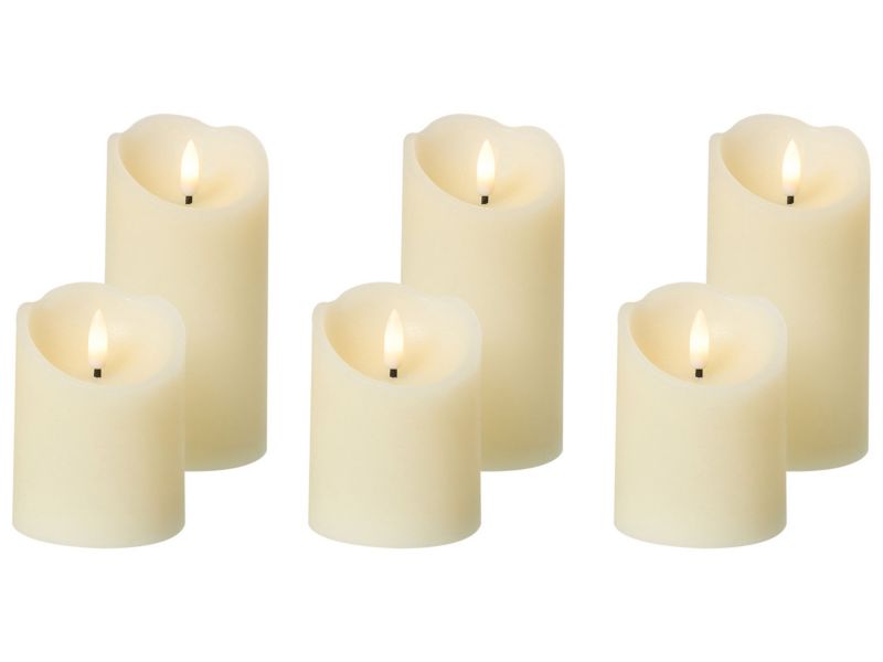 Zestaw 6 świec LED Amorea 10/15 cm Złamana biel 1 kpl