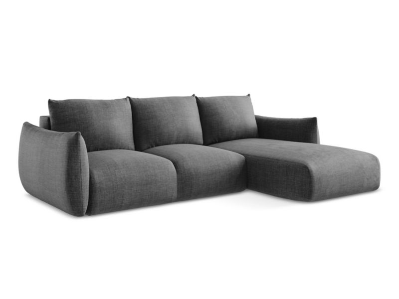 Narożnik prawostronny z funkcją spania LaMiaSofa SAVONA z tkaniny strukturalnej 242x162 cm ciemny szary 1 szt.
