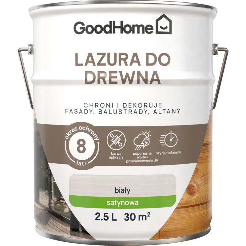 Lazura GoodHome 8 lat biała 2,5 l