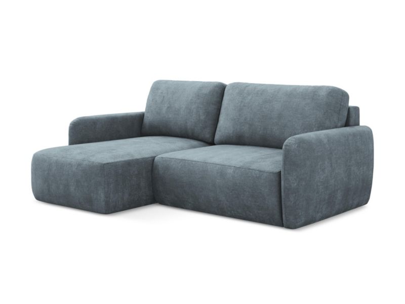 Narożnik lewostronny z funkcją spania LaMiaSofa CORLE z tkaniny szenilowej 207x148 cm jeans 1 szt.