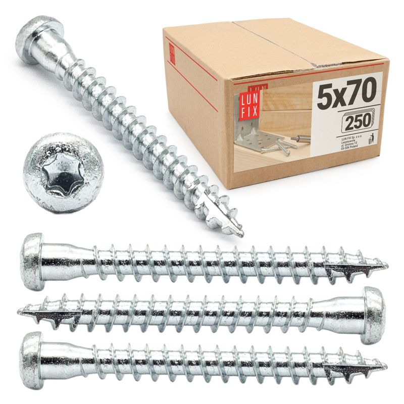 Wkręty do łączników ciesielskich Lun Fix anchor 5x70mm 250szt.