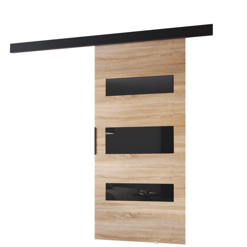 Drzwi przesuwne MINIO go for it PRIM D 106 cm dąb sonoma z czarną maskownicą 1 szt.