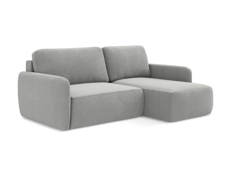 Narożnik prawostronny z funkcją spania LaMiaSofa CORLE z tkaniny strukturalnej 207x148 cm jasny szary 1 szt.