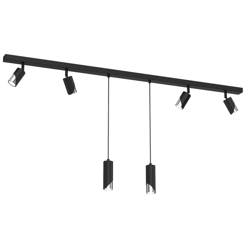 Lampa sufitowa Luminex Shift czarny mat-chromowana Listwa z lampami 6 x GU10 x 15W wym: 100 x 150 x 5,5 cm - 1 szt.