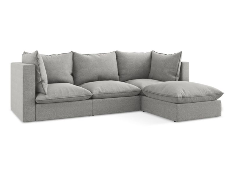 Narożnik prawostronny LaMiaSofa RAVENNA z tkaniny bouclé 255x165 cm jasny szary 1 szt.