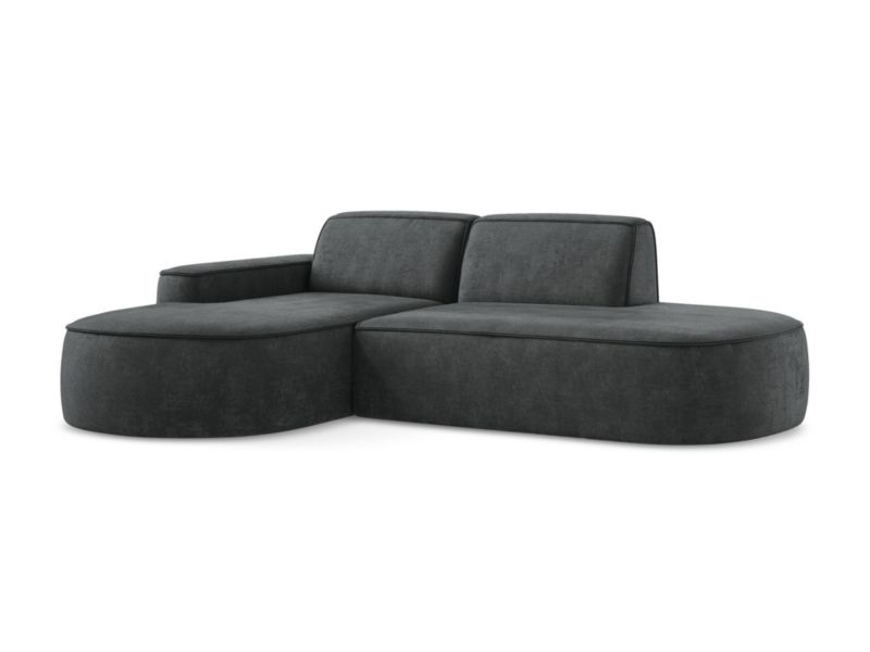 Narożnik lewostronny LaMiaSofa MELISSA z tkaniny szenilowej 284x166 cm ciemny szary 1 szt.