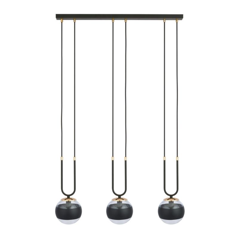 Lampa sufitowa Emibig Glam czarno-przezroczysty-złota wym: 115 x 70 x 15 cm 3xE14 x 10W szkło 1 szt.