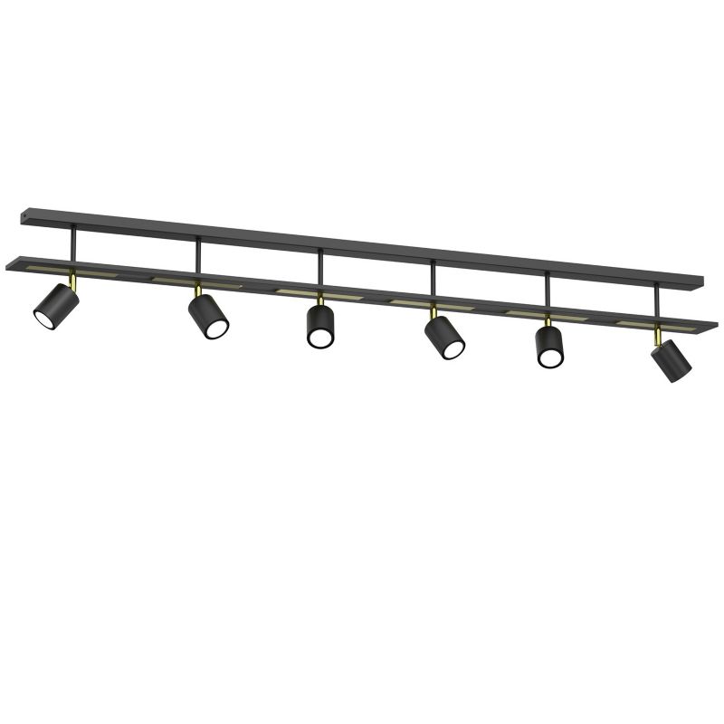 Lampa sufitowa Luminex Ordea czarny mat-złoty połysk Listwa z lampami 6 x GU10 x 8W wym: 24 x 154 x 9 cm - 1 szt.