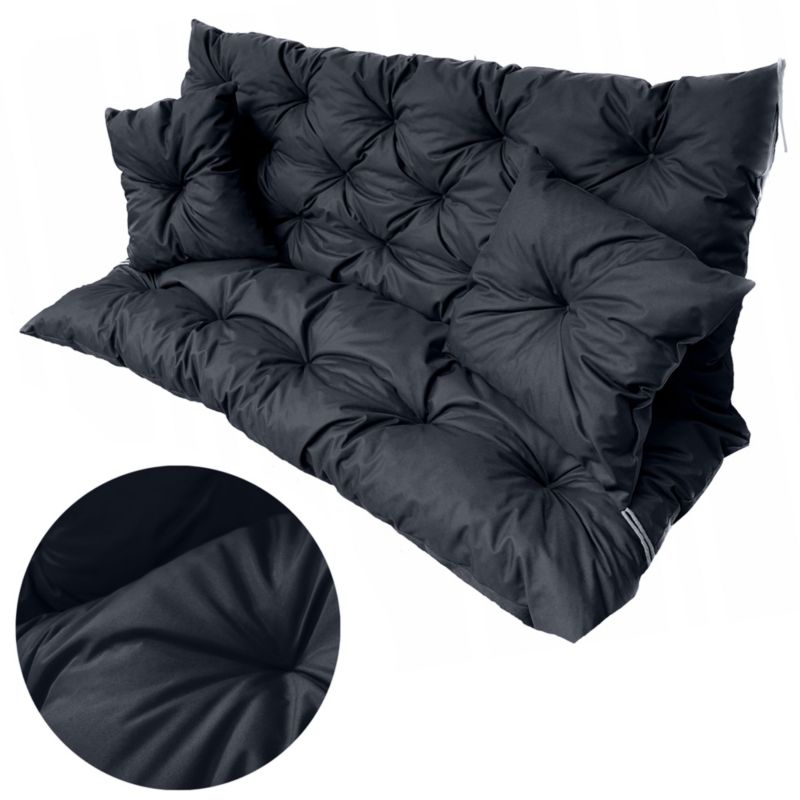 Poduszka Na Huśtawkę 100x60x50 EDANTI Na Ławkę Ogrodowa Taras Wodoodporny Czarna 1 szt