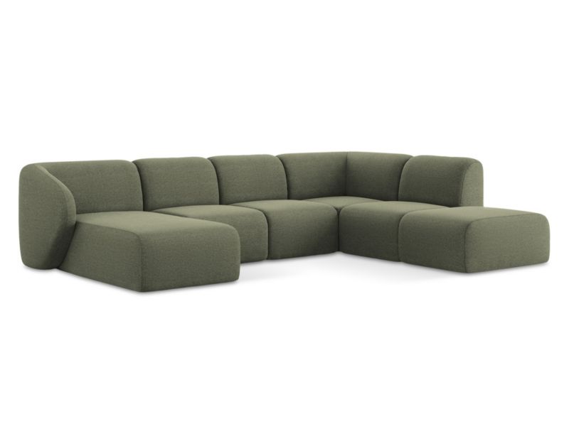 Sofa panoramiczna lewa LaMiaSofa CERVO z tkaniny bouclé 325x236 cm oliwkowy 1 szt.