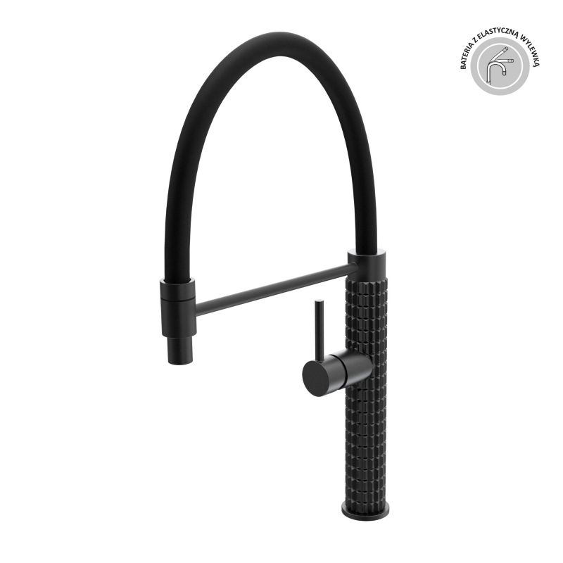 Bateria zlewozmywakowa Milo Glam z wyciąganą wylewką czarna