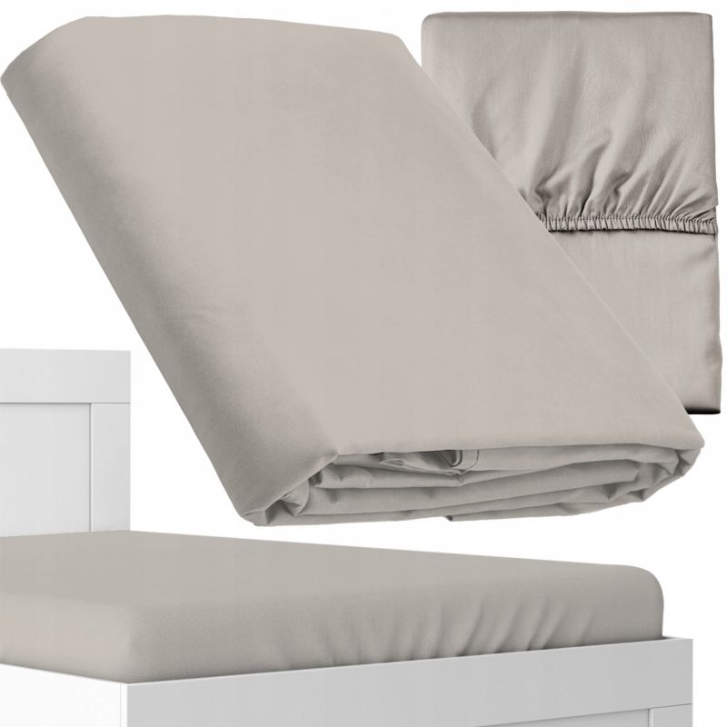 Prześcieradło z gumką Detexpol 180x200cm satynowe mikrofibra beżowe 1 szt.