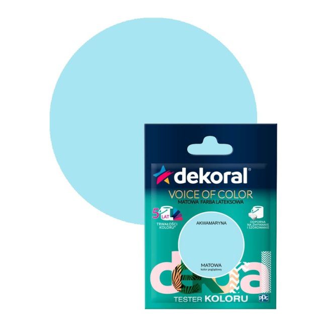 Tester farby kolorowej Dekoral Voice of Color akwamaryna 0,05 l