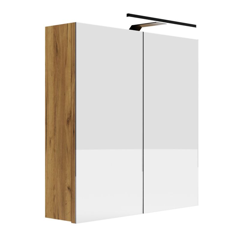 Szafka Łazienkowa SKXMeble Wisząca z Lustrem i Podświetleniem LED Elza Złoty Craft 60x70x14 1szt.