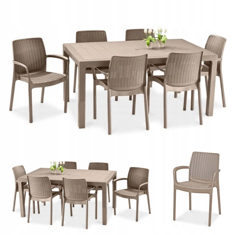 Zestaw Mebli Ogrodowych Keter Stół 6xKrzesło Cappuccino 6+1 1 kpl