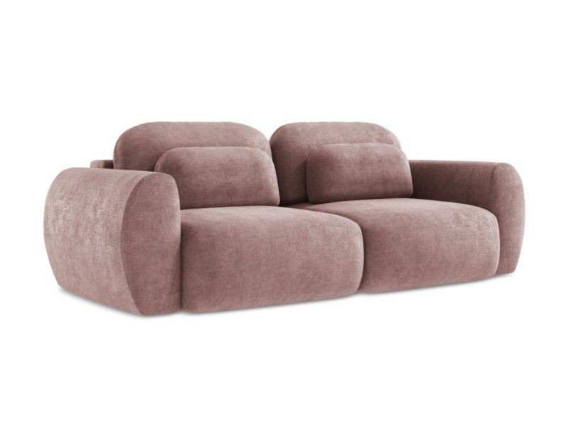 Kanapa 3-osobowa z funkcją spania LaMiaSofa PECORINI z tkaniny szenilowej 266x121 cm pudrowy róż 1 szt.