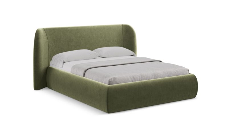 Łóżko LaMiaSofa Hauke z weluru 140x200 oliwkowy 1 szt.