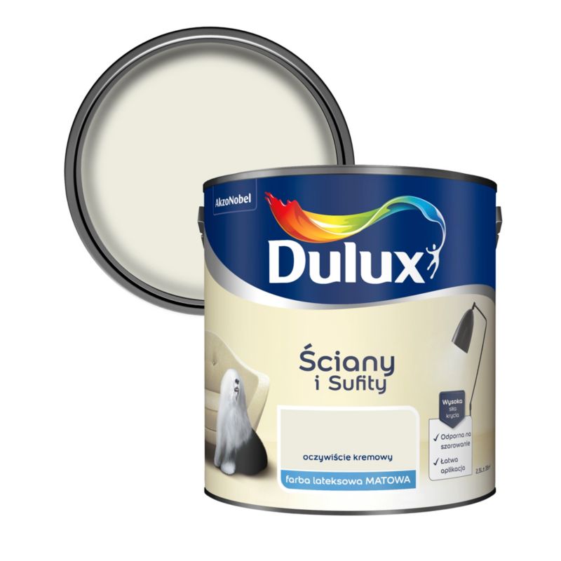Farba Dulux Ściany i Sufity oczywiście kremowy 2,5 l