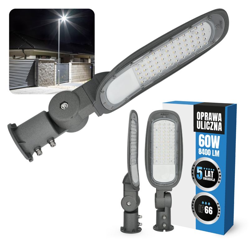 Lampa uliczna regulowana LED 60W 4000K Kobi IP66 1szt.