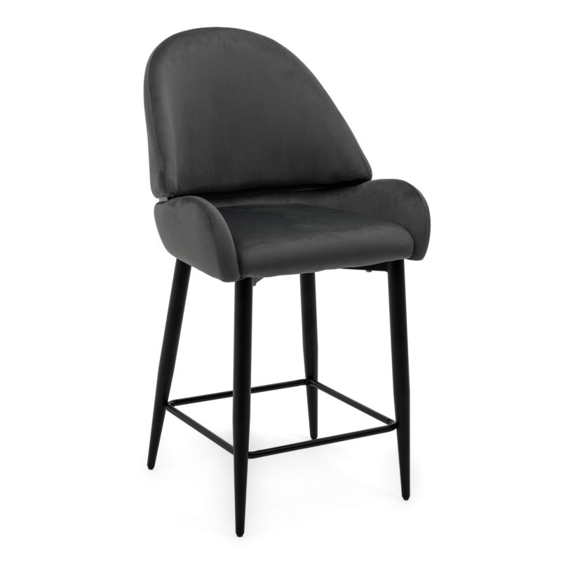 Hoker barowy tapicerowany New Home BERGAMO szary welurowy 1 szt.