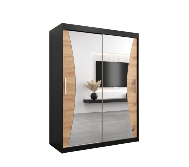 Szafa przesuwna Garderoba Abiks MONACO 150 czarny mat + dąb artisan 1 szt.