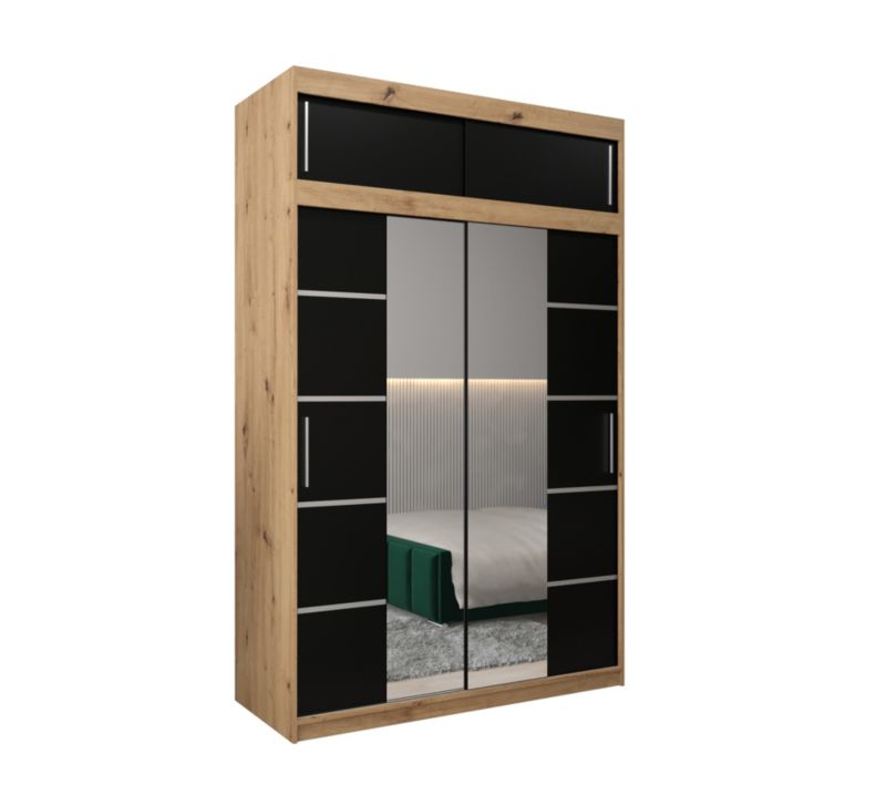 Szafa przesuwna Abiks Verona 4 150 artisan + czarny z nadstawką 1 szt.