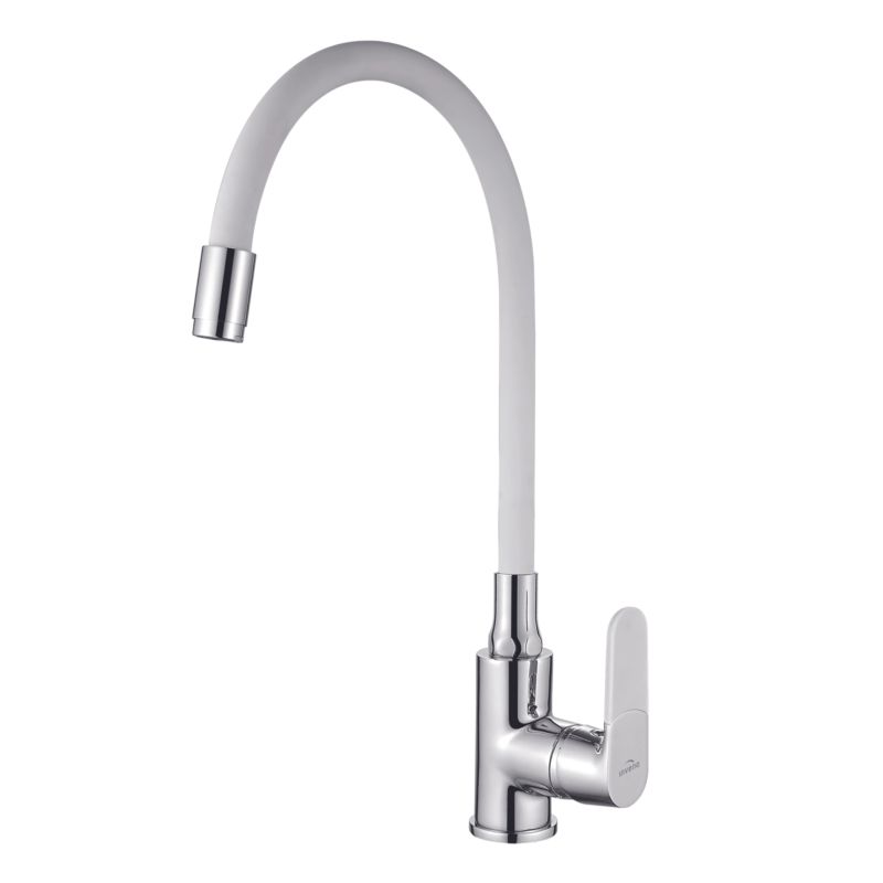 Bateria kuchenna zlewozmywakowa Invena Samba z ruchomą wylewką kolor biały 1 szt