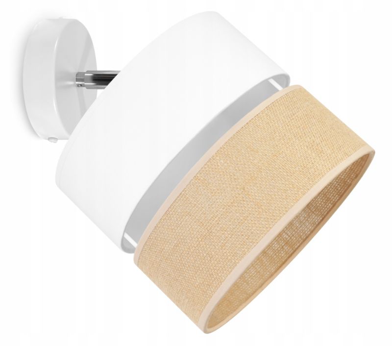 Lampa sufitowa kinkiet Light Home LH Juta 1x E27 60W abażur 20cm tkanina biały 1szt.