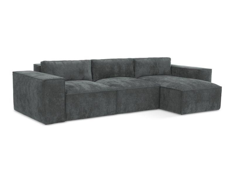 Narożnik prawostronny z funkcją spania LaMiaSofa Asti z tkaniny szenilowej 315x160 cm grafitowy 1 szt.