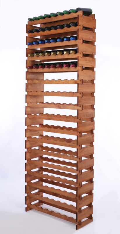 Stojak na wino MODO24 regał modułowy na butelki 17 leżni x 8 butelek montaż bez narzędzi impregnacja brązowa 1 szt.