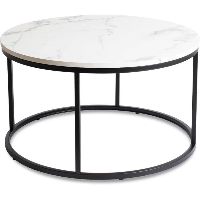 Stolik Kawowy Conny Max 80 cm Mebel Elite Biały Marmur/Czarny 1 szt