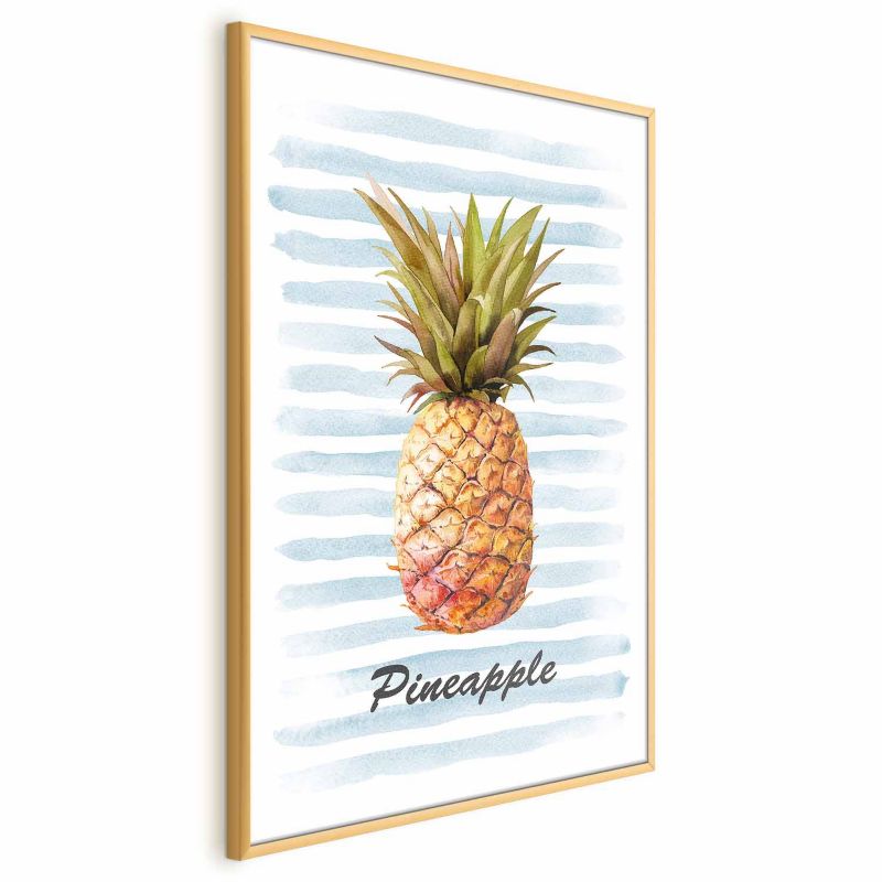 Plakat Artgeist Ananas i paski 21x30 cm z ramą złotą 1 szt