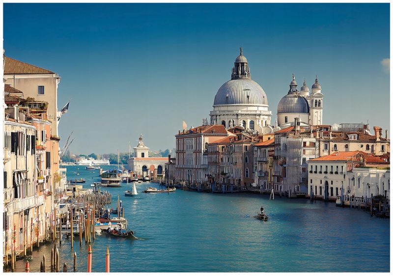 Fototapeta WALLARENA Do Sypialni Salonu Na Flizelinie Wenecja Budynki Miasto Niebieski 350x250 cm 16054VX7 1 szt.