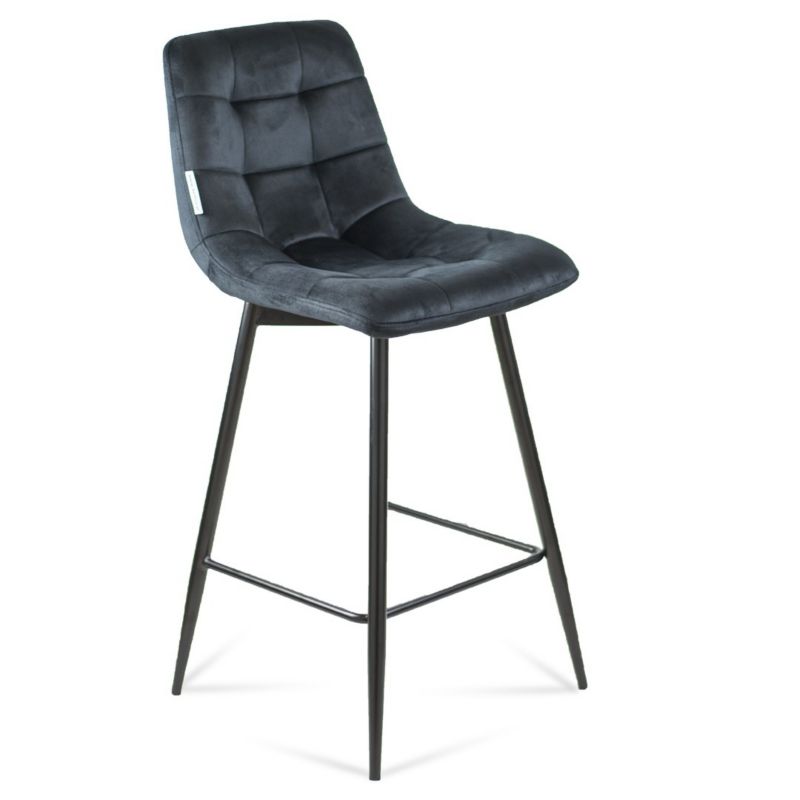 Hoker tapicerowany z oparciem Bettso Ben czarny na czarnej nodze 1szt.