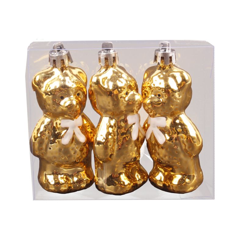 Bombka miś 8 x 4 cm 3 szt.