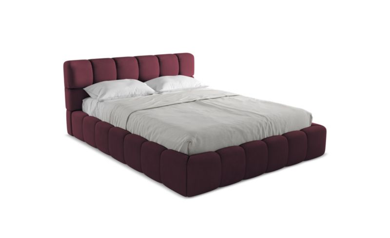 Łóżko LaMiaSofa Nalu z tkaniny szenilowej 160x200 bordo 1 szt.