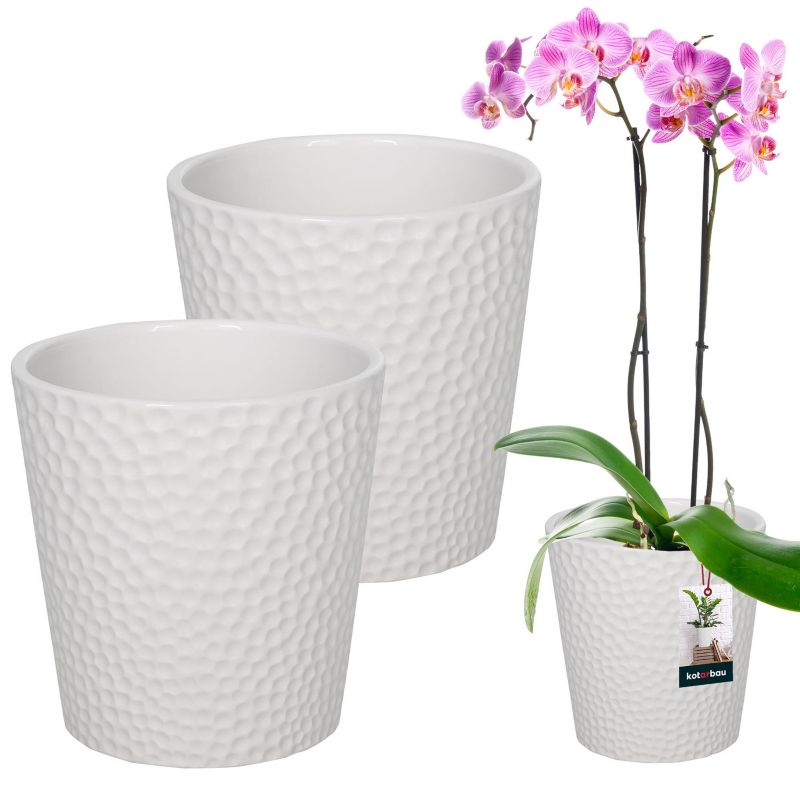 Doniczka ceramiczna KOTARBAU biała 12 cm 2 szt.