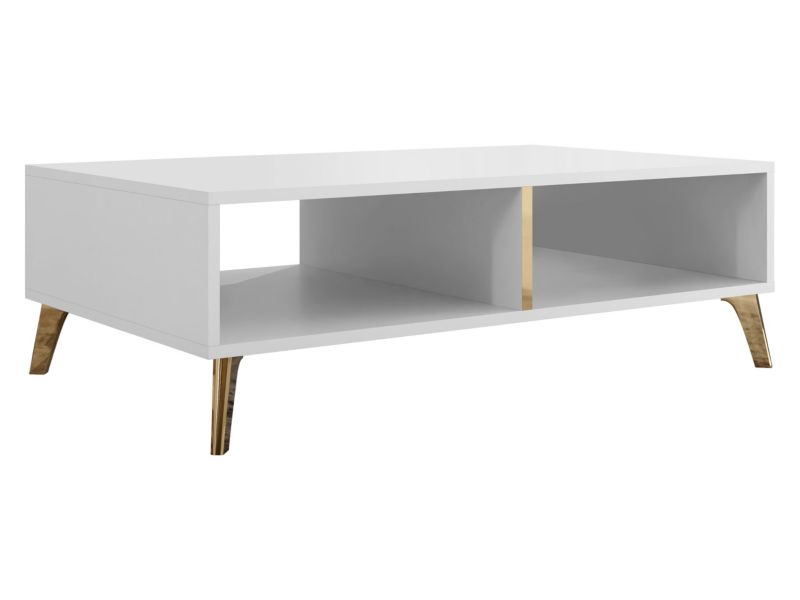 Stolik kawowy MIRJAN 24 nowoczesny Picru biały/biały połysk/złoty 1 szt.