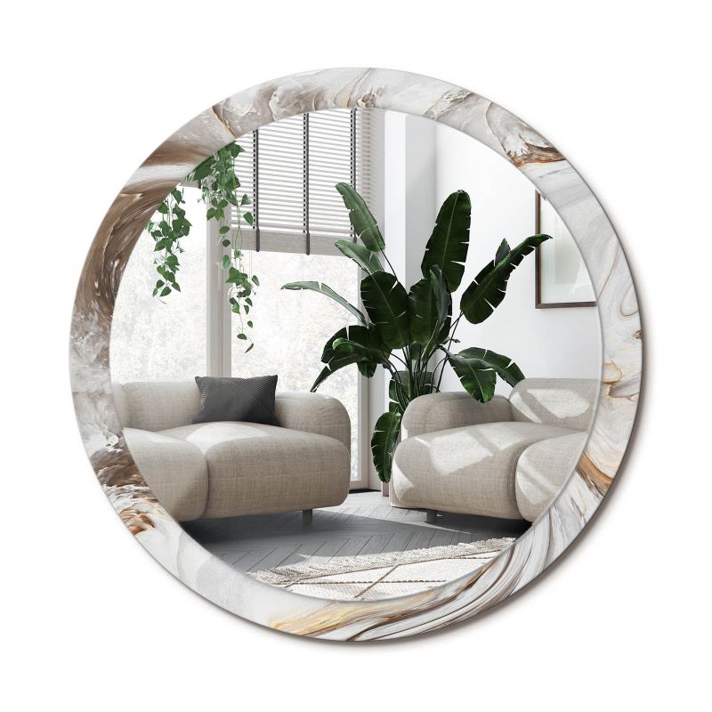 Lustro Okrągłe Tulup Jasny Marmur 100 cm Eleganckie Na Podkładzie 1 szt.