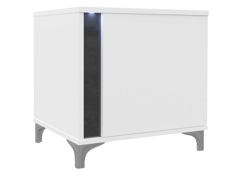 Stolik nocny MIRJAN 24 Marco lewy biały / biały połysk / czarny połysk 1 szt.