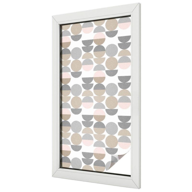 Folia Okienna Wallfluent 50x100 cm Chroniąca Prywatność Geometryczne okręgi i półokręgi w delikatnych barwach 1 rol.