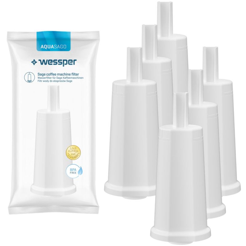 Filtry wody, Wessper, zamiennik do ekspresu Sage Breville, SES008 BES008, węglowy, 6szt