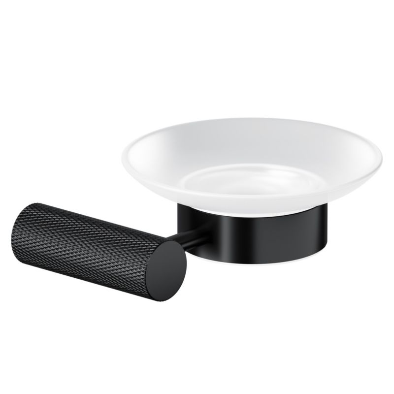 Mydelniczka ścienna Cersanit Zen czarna, szkło mrożone, stal nierdzewna, 1 szt.