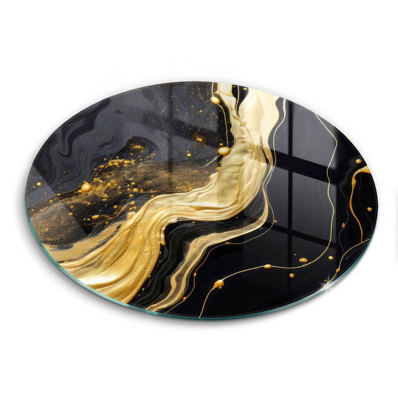 Okrągła szklana deska do krojenia Wallfluent fi30 cm Elegancka abstrakcja 1 szt.