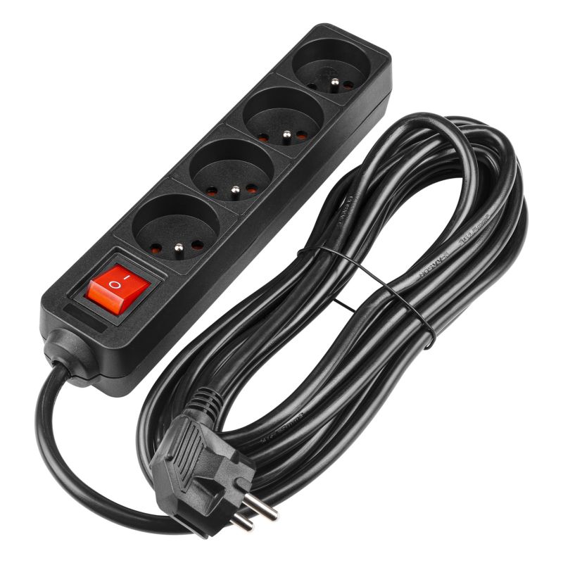 Przedłużacz listwa zasilająca MasterLED Silo 4 gniazda 5m włącznik uziemienie czarny 1 szt.