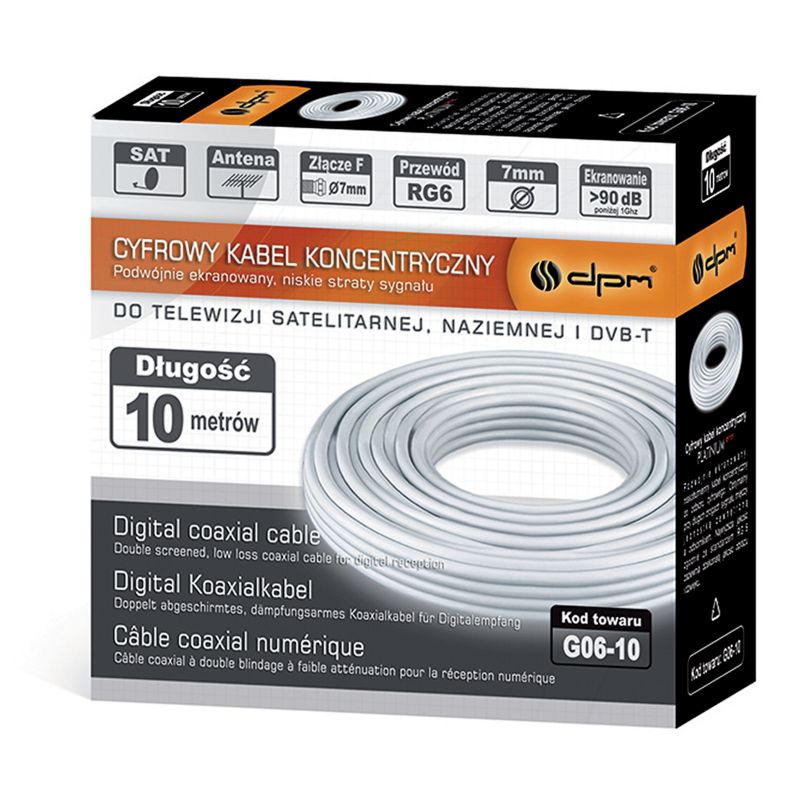 Kabel koncentryczny RG6U DPM Solid Lava 10 m