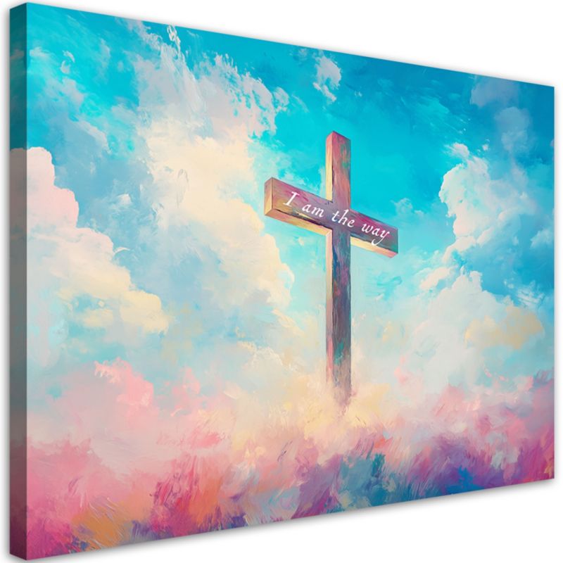 Obraz na płótnie Feeby Kolorowe Niebo Krzyż Religijny 100x70cm 1szt